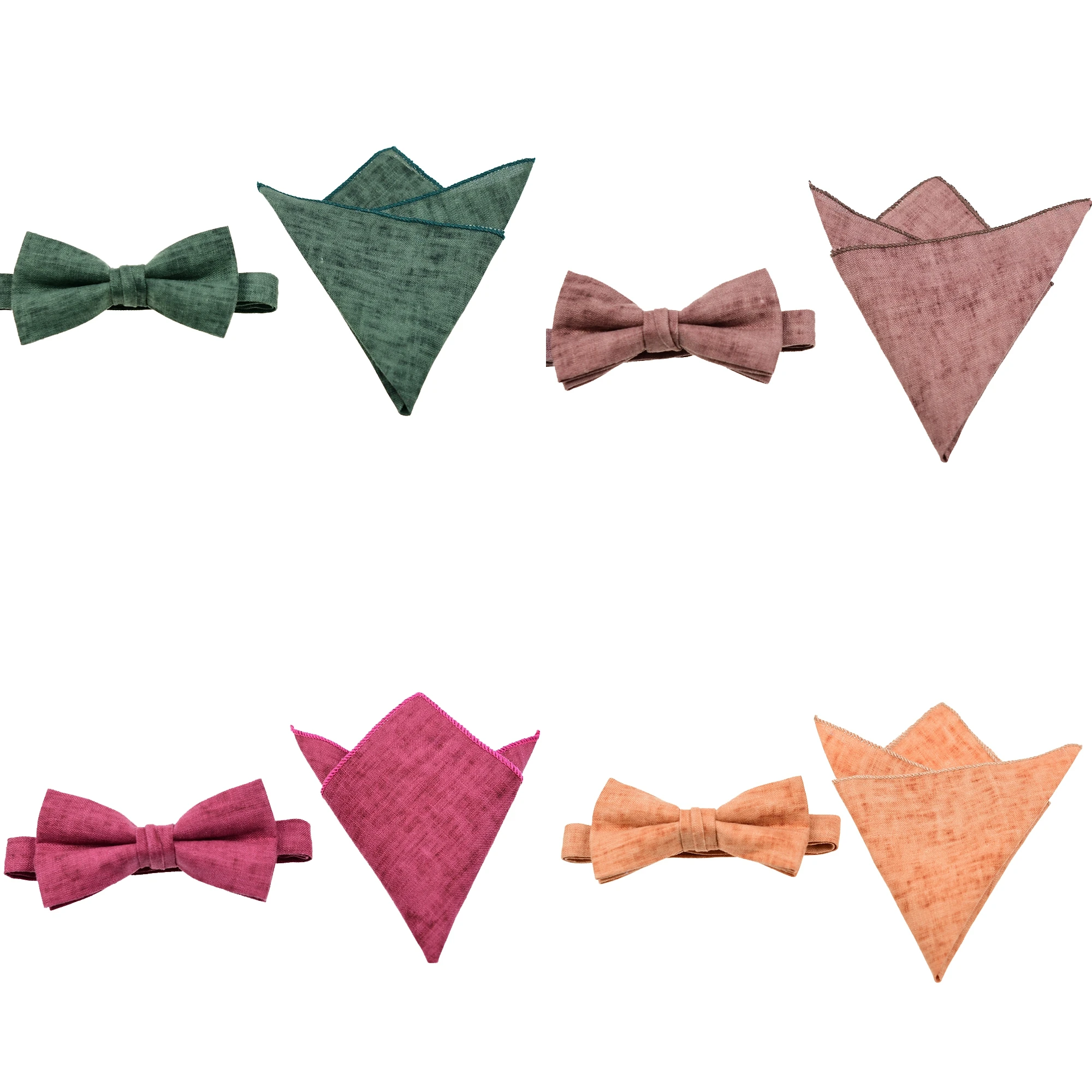 Cuyino 100% лен ручной работы предварительно привязанный галстук-бабочка и носовой платок для мужчин