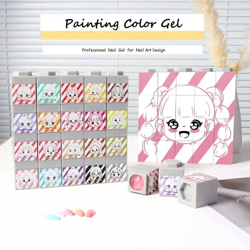 2024 NO Wash Quick Drying Nail Painted Gel Building Block Filling Cartoon Sticker Style Full Color Silky Smoothness Clapping Gel