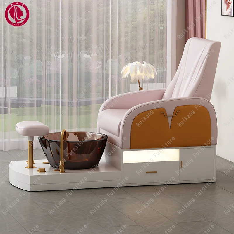 Luxury Nail Equipment Salon Furniture Manicure Reclining Medical Foot Spa Electric Salon Pedicur Massage Chair With Led Lighting