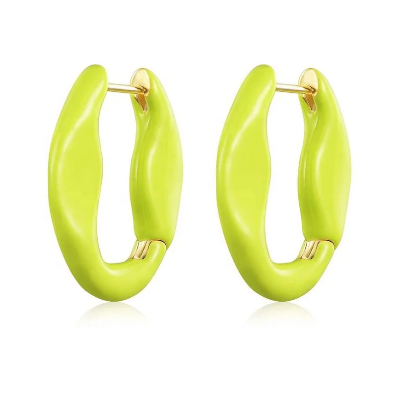 Milskye Fashion New Trendy Rihanna Style Big Large Brass Gold Plated Enamel Earrings