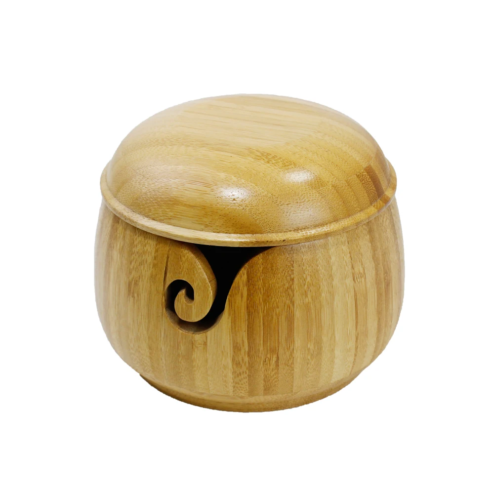 Bamboo Yarn Bowl With Lid Bamboo Yarn Holder For Knitting And Crochet Knitting Yarn Bowl