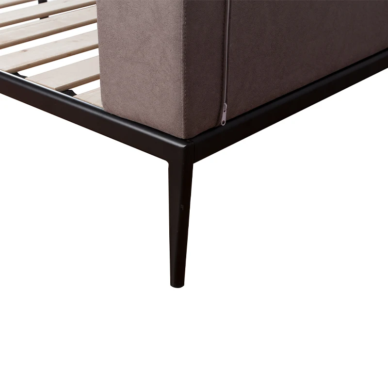 Modern Luxury Bed Hotel Bedroom Furniture Set King Size Soft Upholstered Double Leather Headboard Wood Frame Elegant Design Home