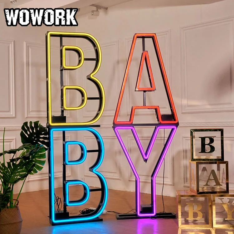 2023 WOWORK гигантские большие светодиодные украшения для вечеринки 4 фута 5 футов большой неоновый шатер с буквами подсветка