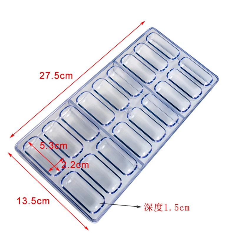 CJ62 Chocolate Bar Polycarbonate Mold Diy Candy Oven Baking Tray Transparent PC Plastic Polycarbonate Chocolate Molds