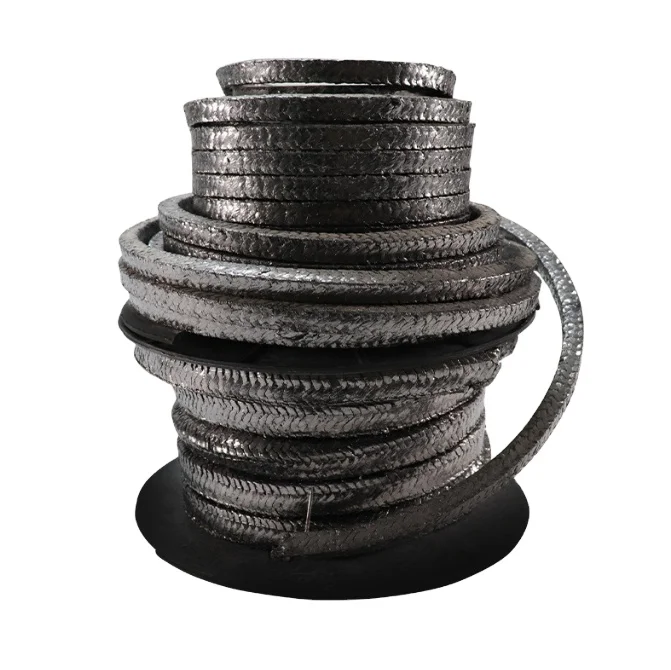 Fiber reinforced flexible graphite packing for high pressure low line speed valve pump packing