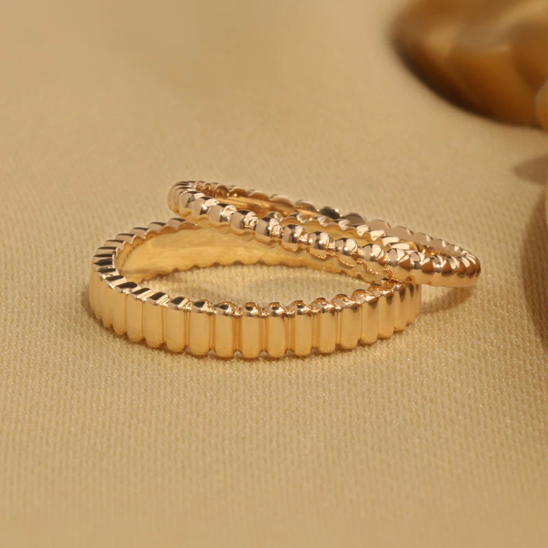 18K Yellow Gold Grosgrain Ring For His & Hers Wedding Set Engagement Couple Ring Free Engraved