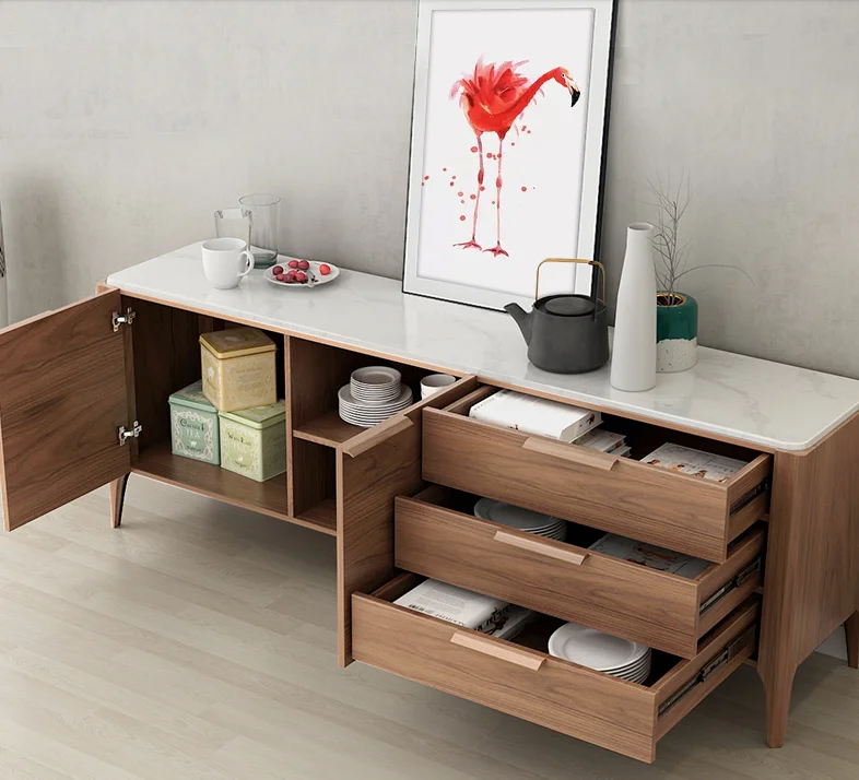
light and luxury solid wood frame sideboard cabinet for dining room 
