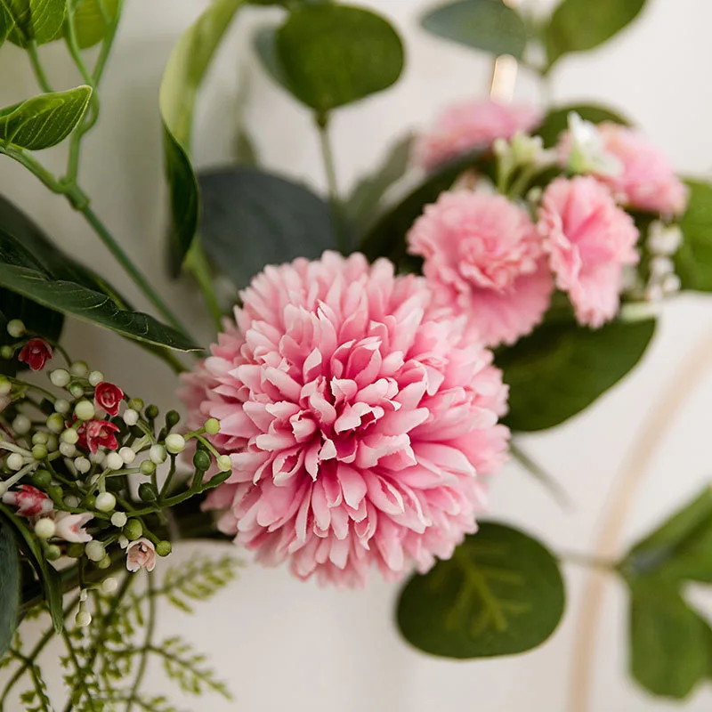 Floral Hoop Wreath Set of 3 Artificial Rose Eucalyptus Garland Metal Hanging for Wedding Nursery Wall Decor Garden Ornament