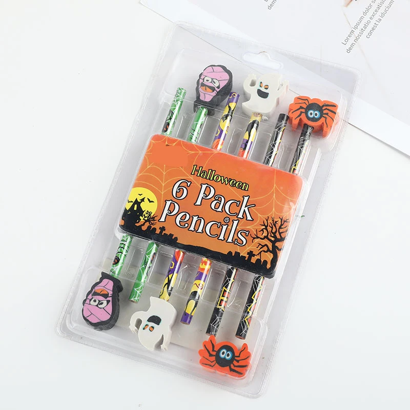 School Stationery Cute Pencil Set Wooden Lead Drawing pencil Custom Logo cartoon Standard HB Pencils with Eraser