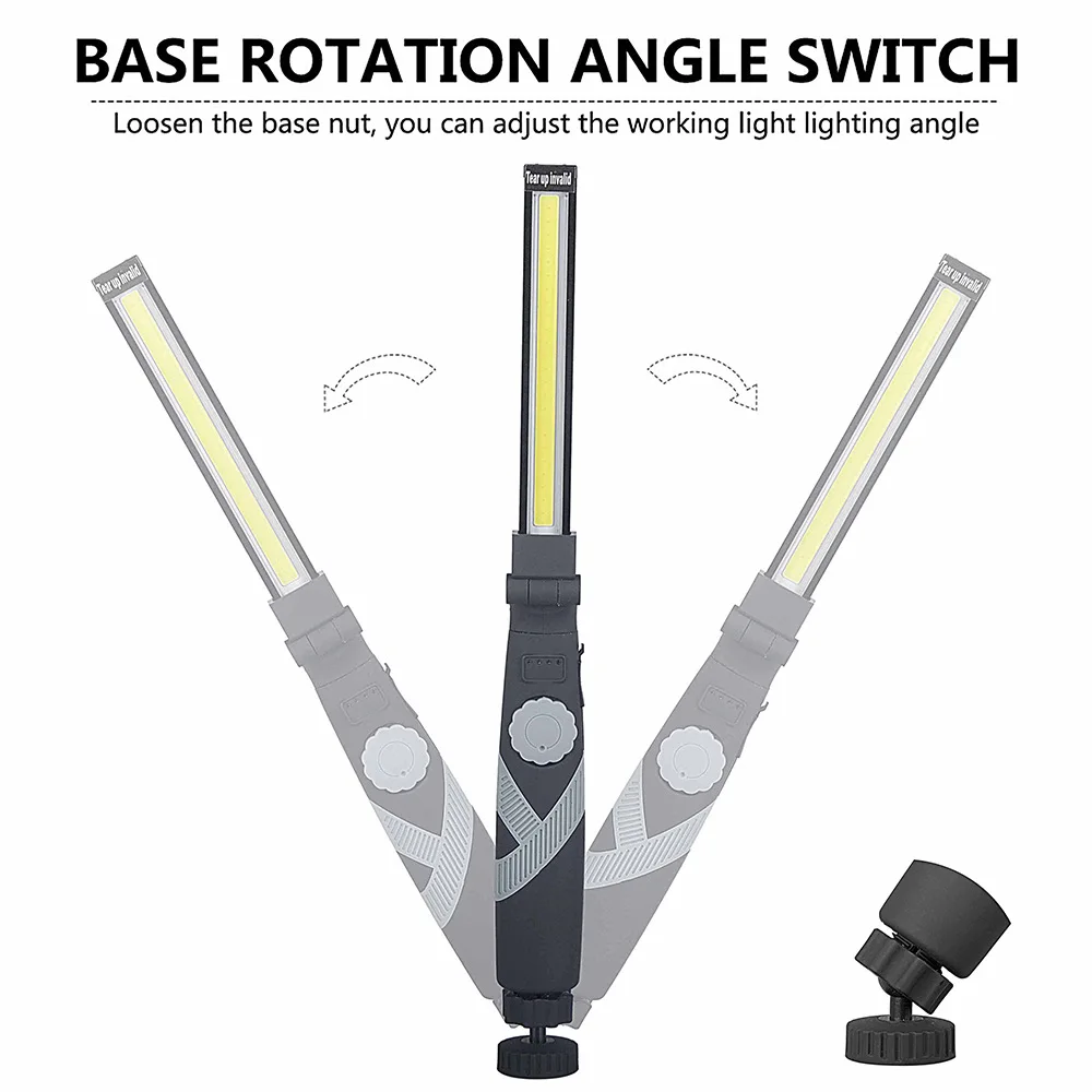 Portable Magnetic Work Light COB LED Work Lamp USB Rechargeable Flashlight Flexible Inspection Lights Emergency Rotary Torch