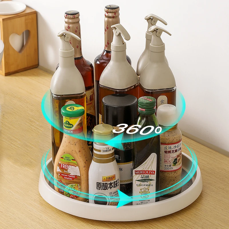 Onsin Kitchen rotating storage rack seasoning rack multi-functional single-double layer storage cosmetics storage holder
