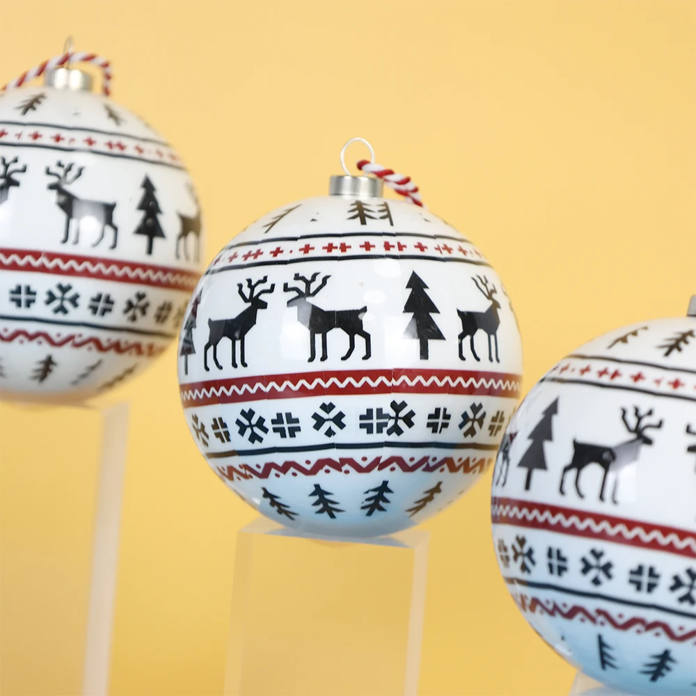 Shatterproof Foam Christmas Balls Sets Cute Elk Pattern New Style Customized Christmas Ornaments For Christmas Decoration