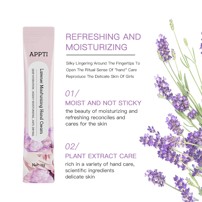 Wholesale APPTI Vegan Lavender Deep Moisturizer Hand Cream Private Label Travel Mini Size Nourishing Hand Moisturizing Cream