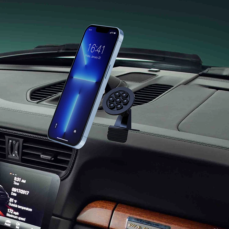 Shellbox bendable mounted strong stickness 360 rotating sucker attached magnetic car phone holder for car with retail package