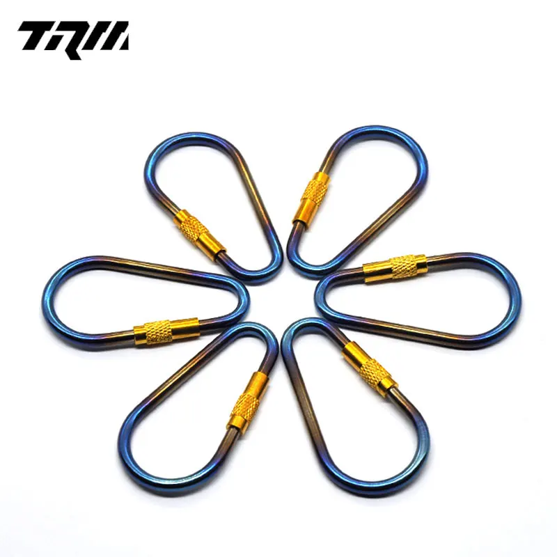 Lightweight small screw locking carabiners D ring keychain titanium carabiner for keys Burnt Blue