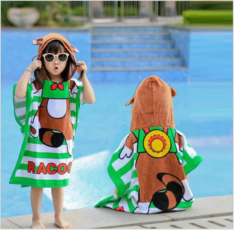 Kids Hooded Beach Bath Towel Poncho for Toddler Infant Boys Cute Soft Cartoon