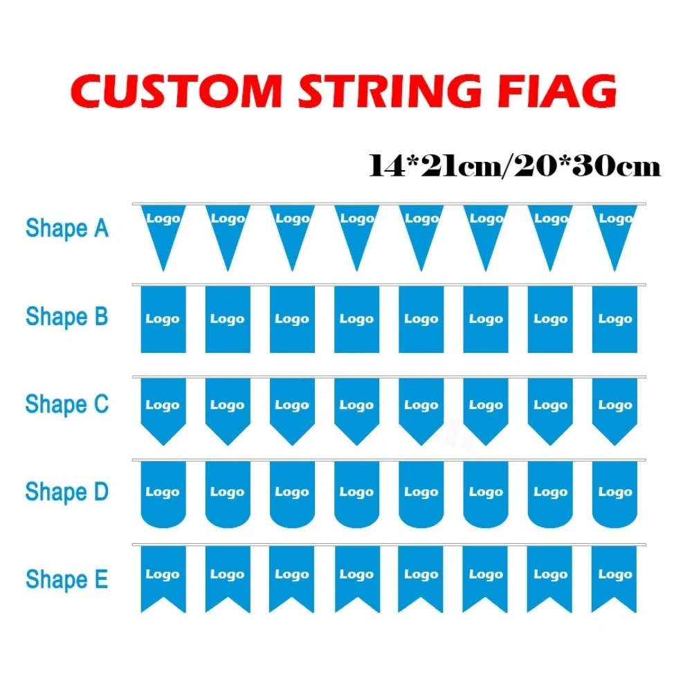 Custom Special Shaped Triangle Flying Banners Pennants Bunting String Flags Personalized Logo Business Promotional Flags Banners