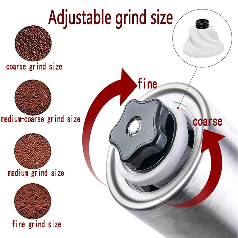  Изготовленный на заказ логос портативная керамическая мельница из цельной фасоли нержавеющая сталь ручная кофемолка со съемной ручкой