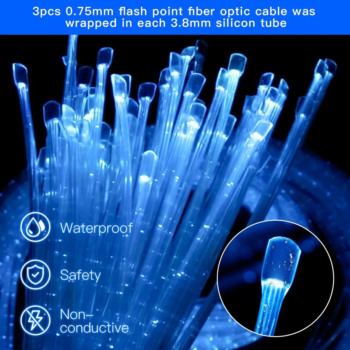 Snoezelen Sensory Room Side Glow Sparkle Fiber Optic Cable x 100 Tails with Fiber Optic Light Source