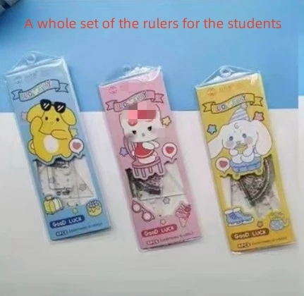 YE160    Sales promotion     Cartoon set ruler acrylic student ruler set protractor transparent soft triangle  ruler