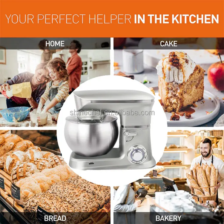 Kitchen Home Oem Food Artisan Mixer Stainless Steel 6L Mixing Bowl Egg Cake Stand Mixer