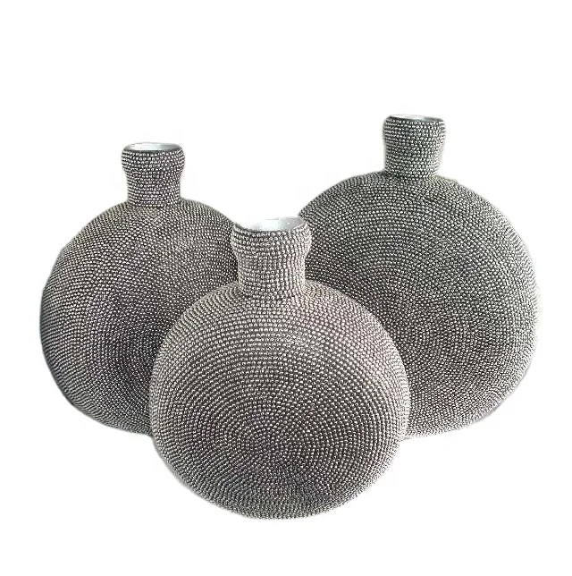 
Steel Stud Mosaic round Vase other materials like brass and copper also available hand made Home decoration 