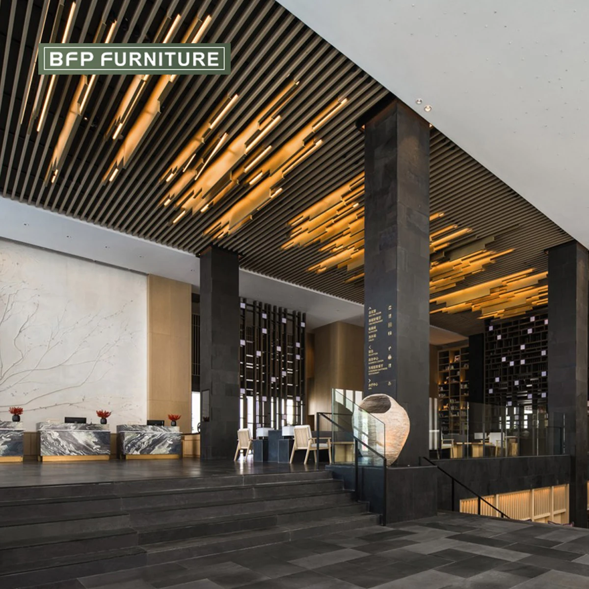 BFP Furniture hotel lobby  modern style  Restaurant Project Furniture Dining Table and Chair Set wood