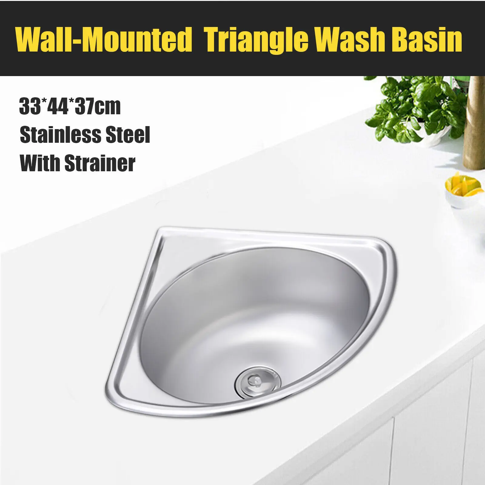 high quality wall mount 304 stainless steel hand wash corner sink