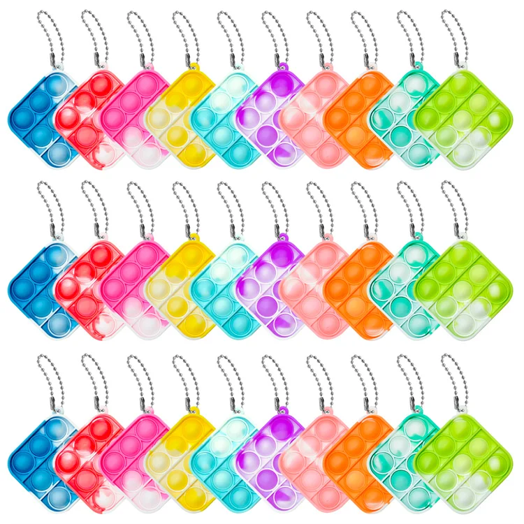 Wholesale Custom Silicone Push Pop Bubble Silicone Fidget Mini Pop It Keychain Sensory Game Toy Keychain