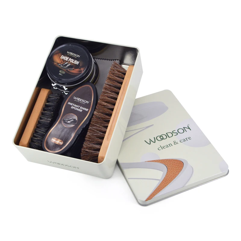 Traditional Shoe Polish Kit 7 PCS Leather Shoe Shining kit Shoe Care and Cleaning With Horsehair Brush