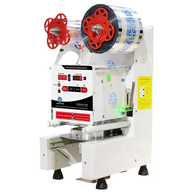 High Efficiency Easy Operation AUTATA Intelligent Automatic Plastic Paper Cup Sealing Machine ATT-95N For Bubble Milk Tea Shop