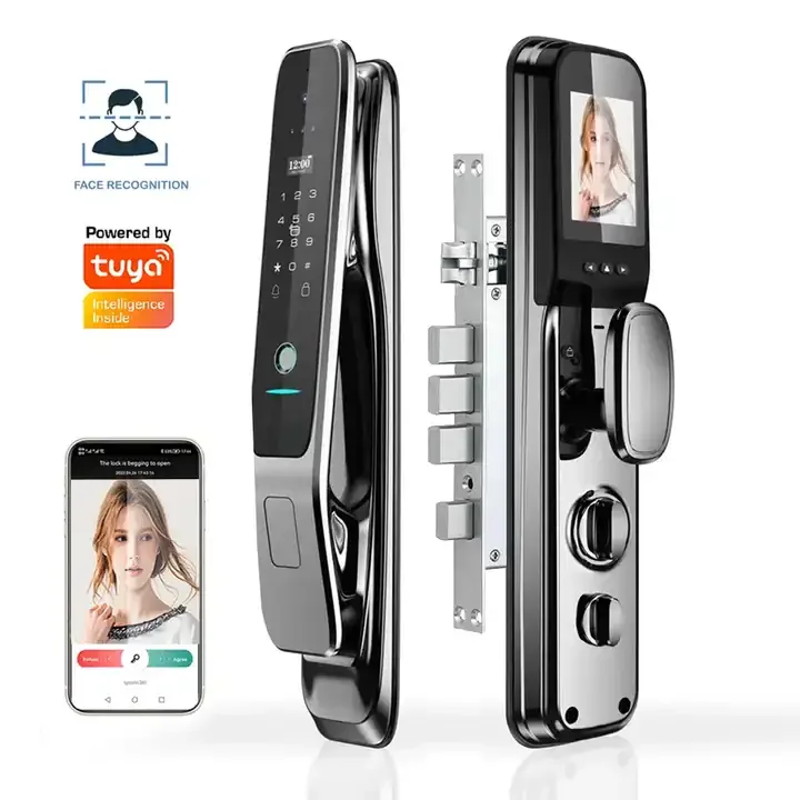 Topteq New Updated 3D Face Recognition Video Doorbell Tuya App Smart Door Lock With High Definition Camera