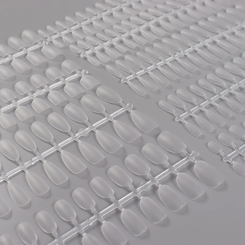 VV MEI JIA ER 240 Pieces Frosting Traceless Artificial Fingernails Coffin Square Stiletto Round Nails Salon