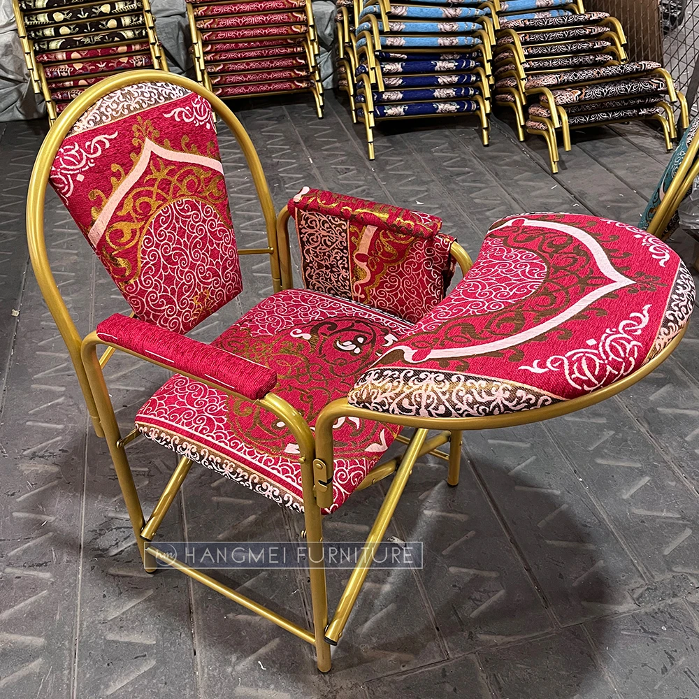 Factory new design foldable metal pastor islam muslim mosque church elder people used prayer chair