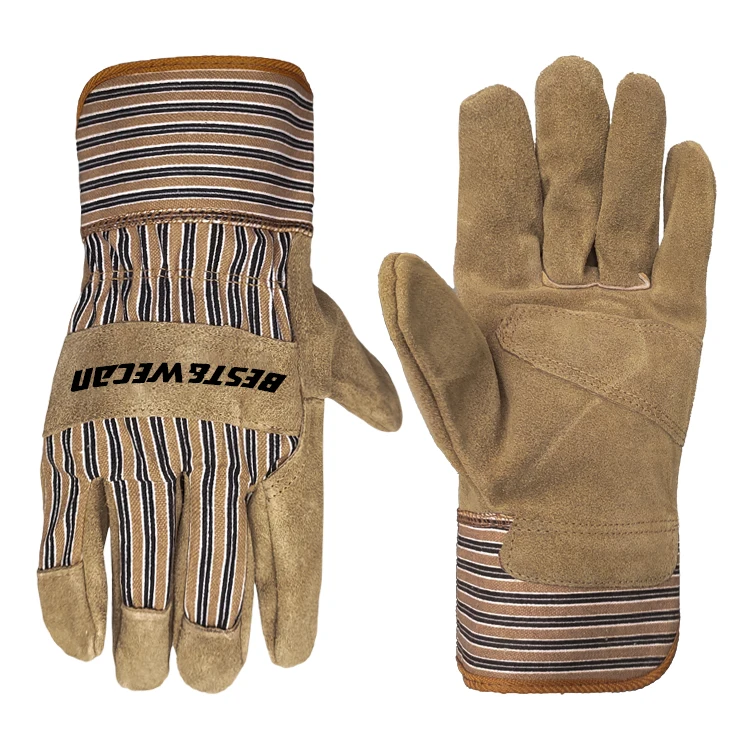 Best&Wecan manufacturer brown labor protection men worker cowhide cow leather work safety gloves