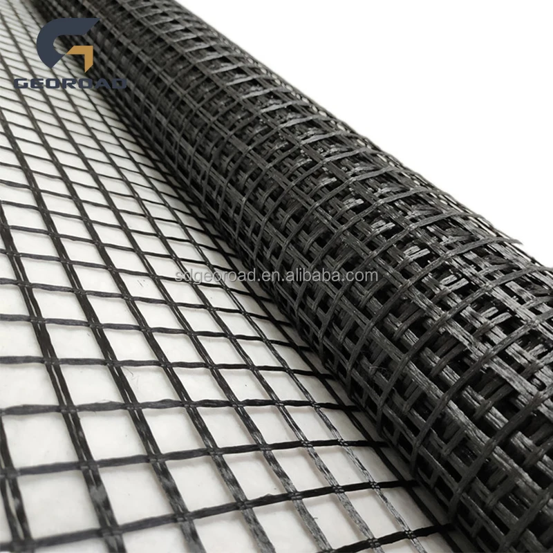 high tensile basalt fiber mesh geo grid fiberglass geogrid coated bitumen 100-100kN/m for sale