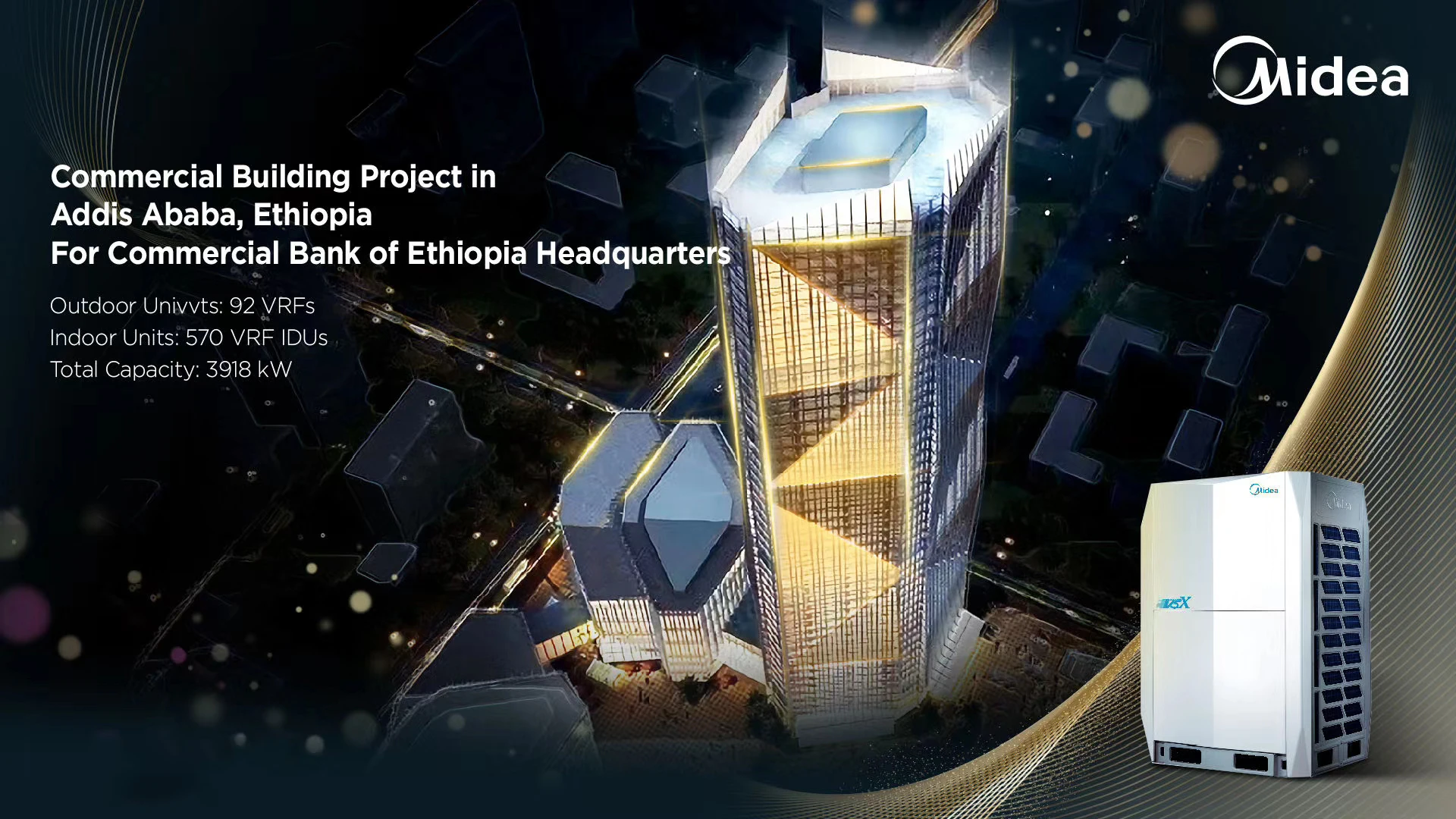 Midea Automatic Refrigerant Detecting/Charging/Recycling 123KW r410a inverter high eer energy saving air conditioner vrf