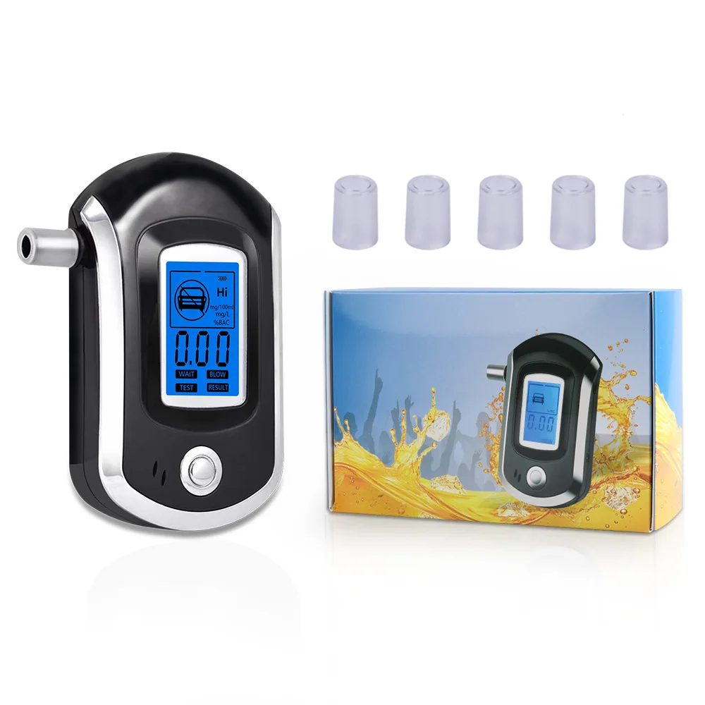 Professional-Grade Accuracy Breathalyzer Portable Blood Alcohol Tester LCD Display with 4 Reusable Mouthpieces