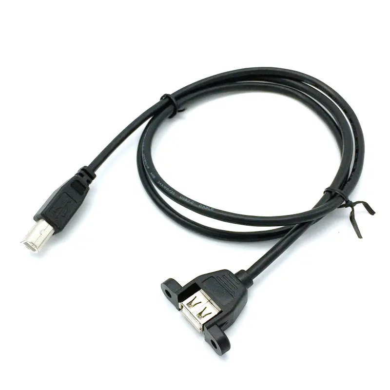USB A to USB B Panel mount Cable Type B male to Type A Female extension Cable with screw lock