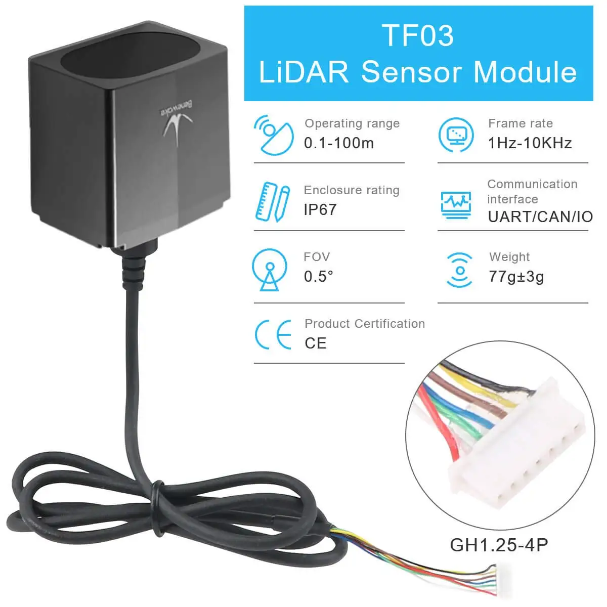 100m long distance laser lidar tf03 sensor distance 100m rs485 laser sensor lidar