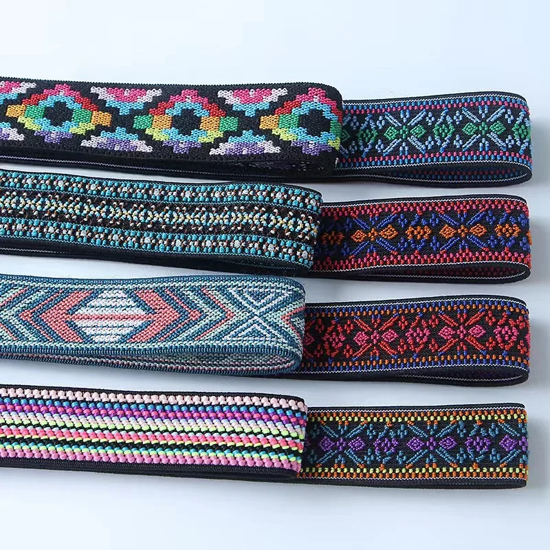 Custom jacquard LOGO Band Breathable Woven Nylon Roll Elastic Underwear Waistband Striped Elastic Webbing