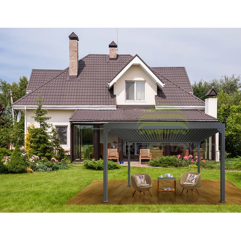 Outdoor Gazebo Aluminum Waterproof Pergola Louvre Roof