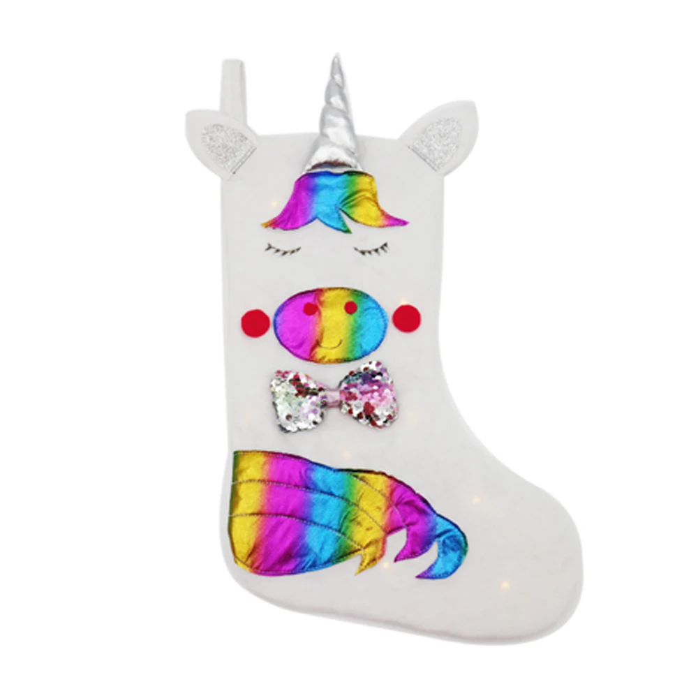 factory direct holiday decoration custom white xmas sock unicorn christmas stocking