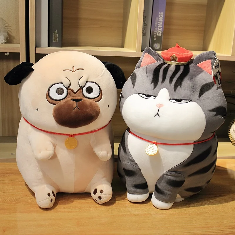 Hot Wholesale Custom Stuffed Soft Cute Lovely Cartoon Gifts Kids Animal Shar Pei Baza Black Pet Puppy Plush Toy Pillow Doll