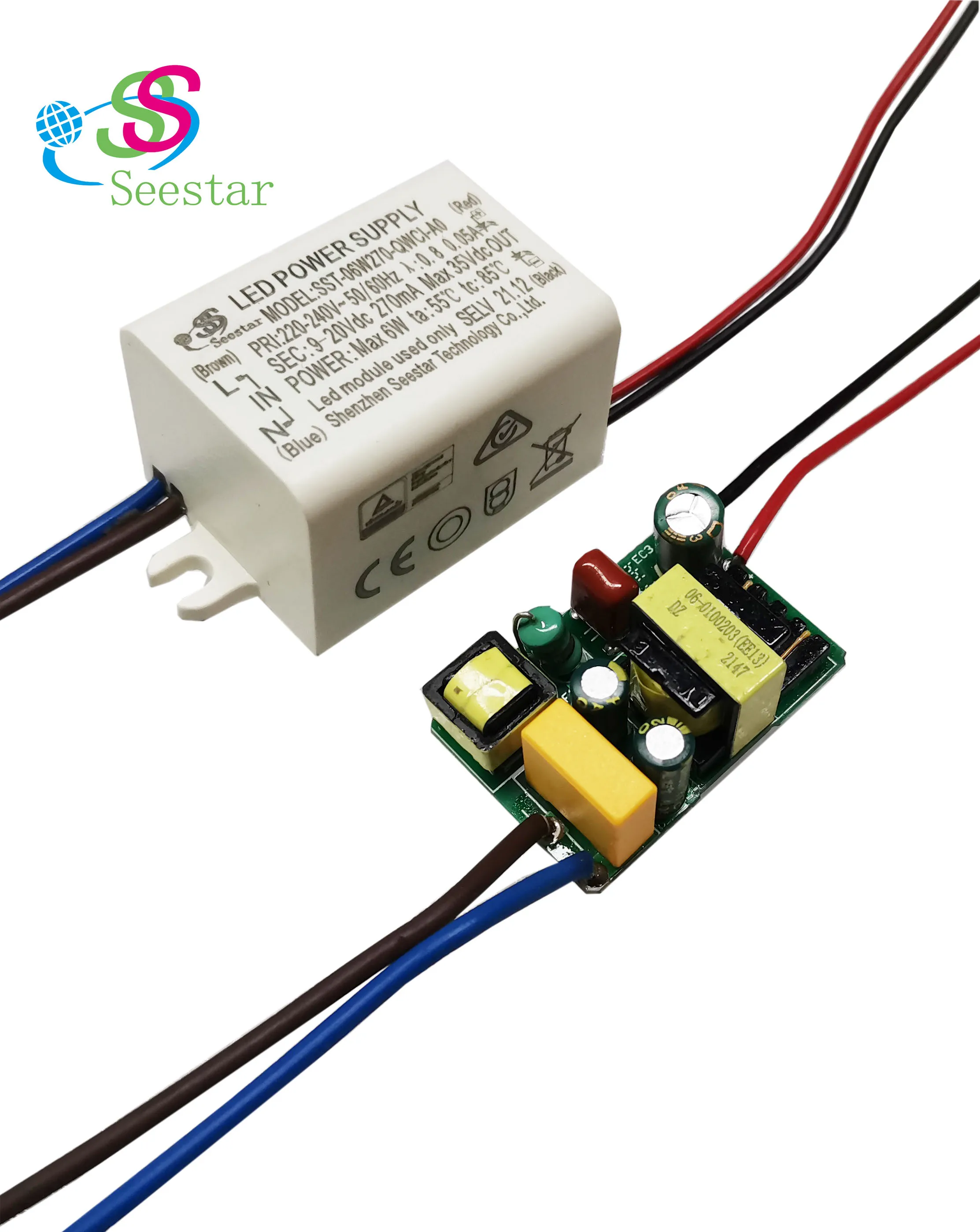 Seestar  IP65 130mA Mini Size TUV SAA CE CB 2-4W DC24-42V isolated  PF>0.8 flicker free NEW ERP standard  led wall light driver