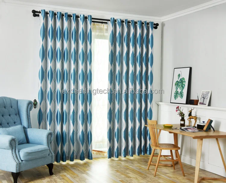 wholesale cheap price fabric ready made cortinas water ripple blackout jacquard fabric curtain