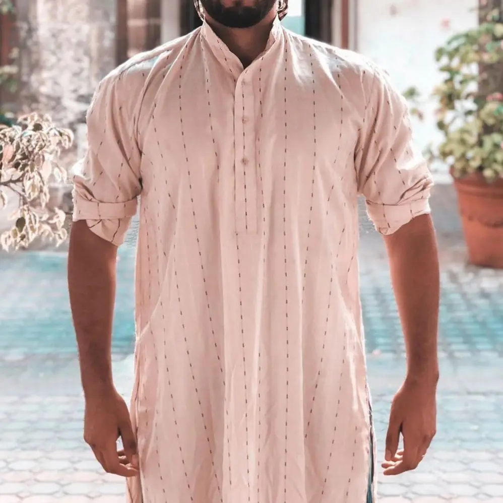 
Мужская хлопковая рубашка в мусульманском стиле, Повседневная рубашка в арабском стиле, батальных размеров, Даффа, Абая, тёмная мусульманская одежда, лето 2021 