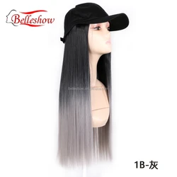 Hot sell Cheap Wholesale long black Baseball Caps straight Hair Wig Sale Low Price Black Long Wavy straight braid Baseball hat