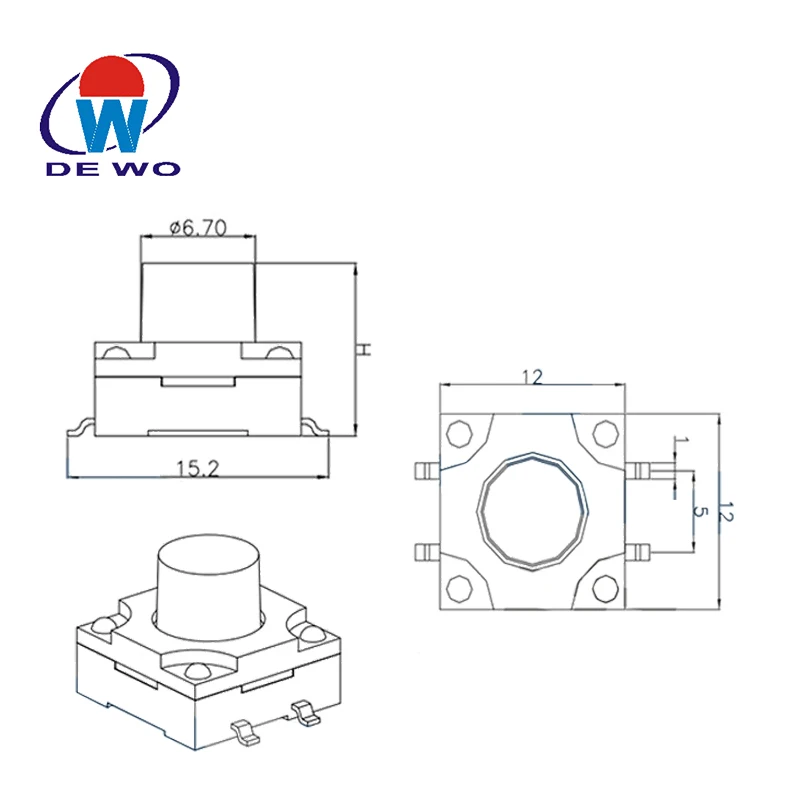12*12*4MM Square 8ohm 0.5w 87db SMD Micro Dynamic Speaker for Electronic Instrument
