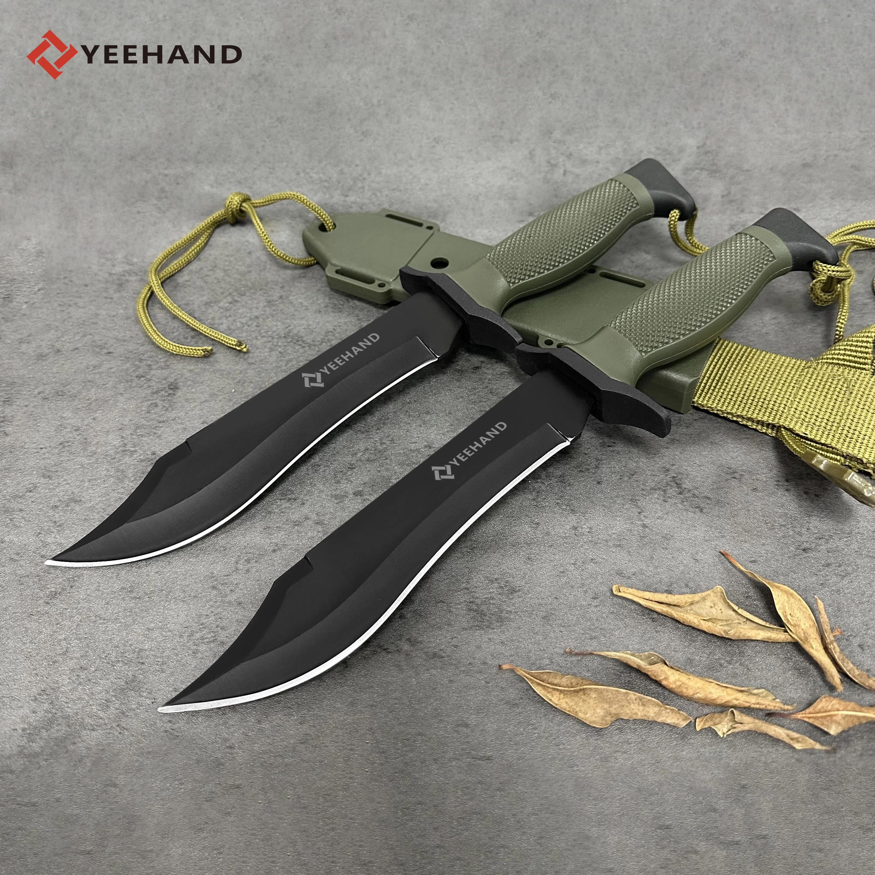 Hot sale oem survival fixed blade knives green handle self defence knife hunting knife fixed blade